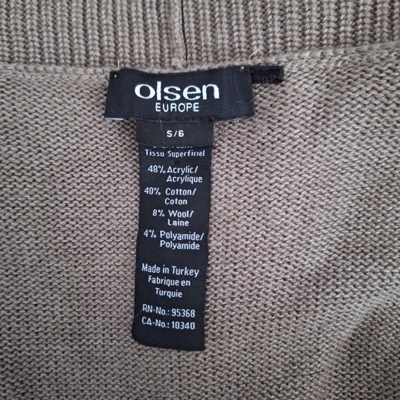 Olsen Europe Cream and Brown Short Sleeve Cardigan - Picture 3 of 5